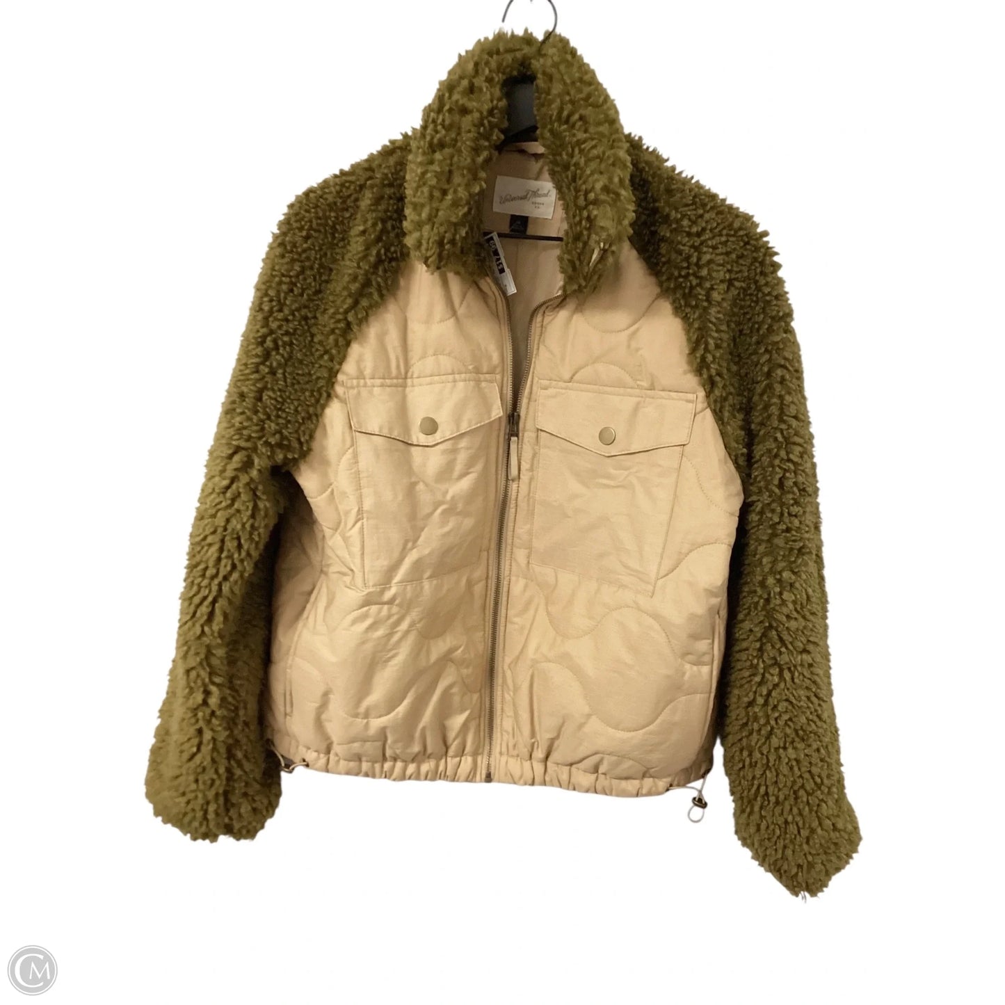 Jacket Faux Fur & Sherpa By Universal Thread In Green & Tan, Size: M