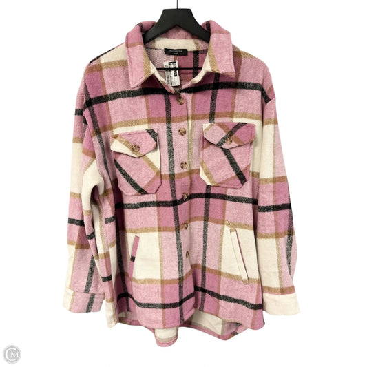 Jacket Shirt By Clothes Mentor In Pink, Size: L