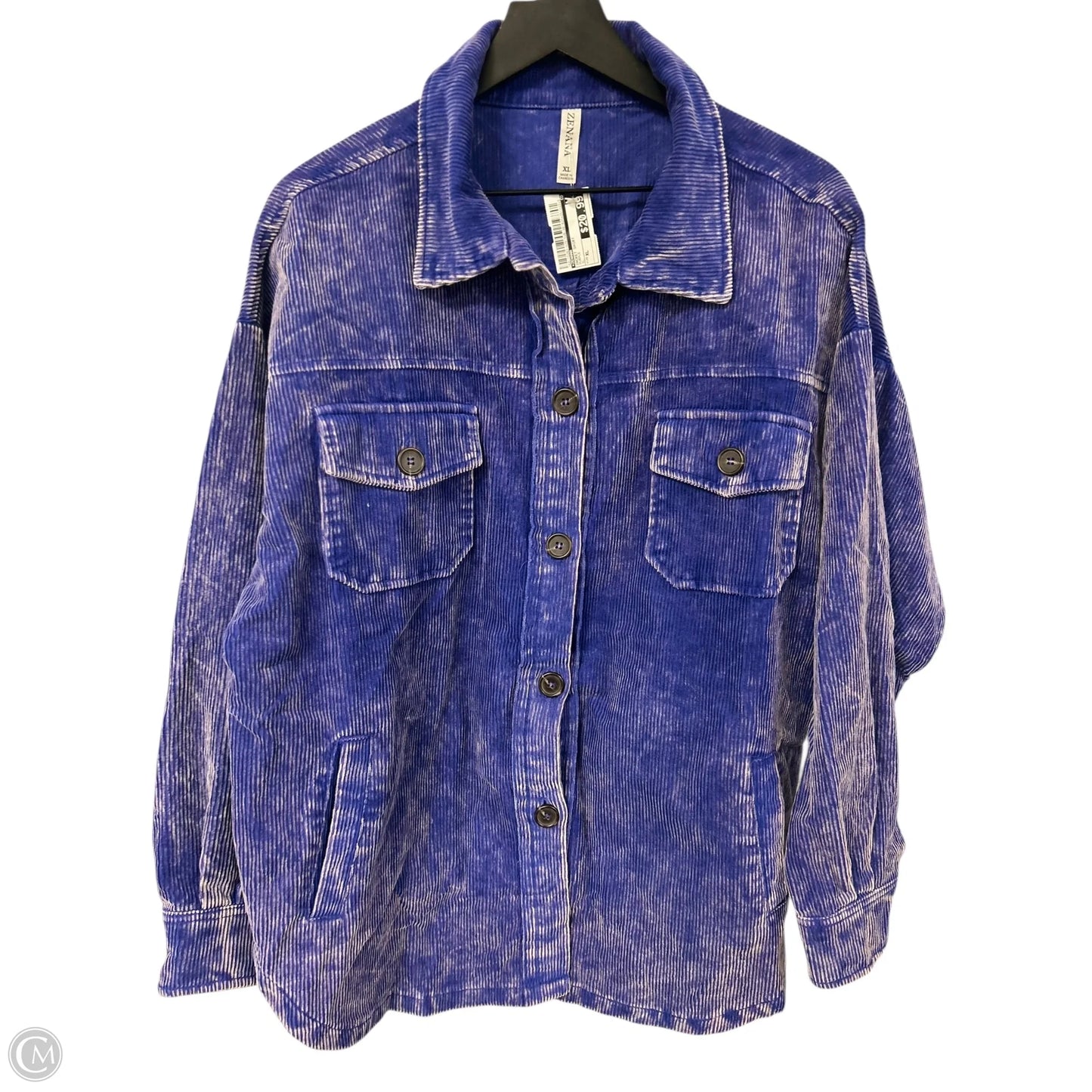 Jacket Shirt By Zenana In Purple, Size: Xl