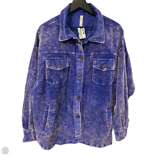 Jacket Shirt By Zenana In Purple, Size: Xl