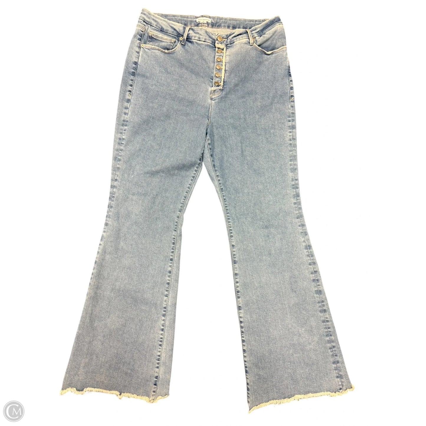 Jeans Flared By Good American In Blue Denim, Size: 18