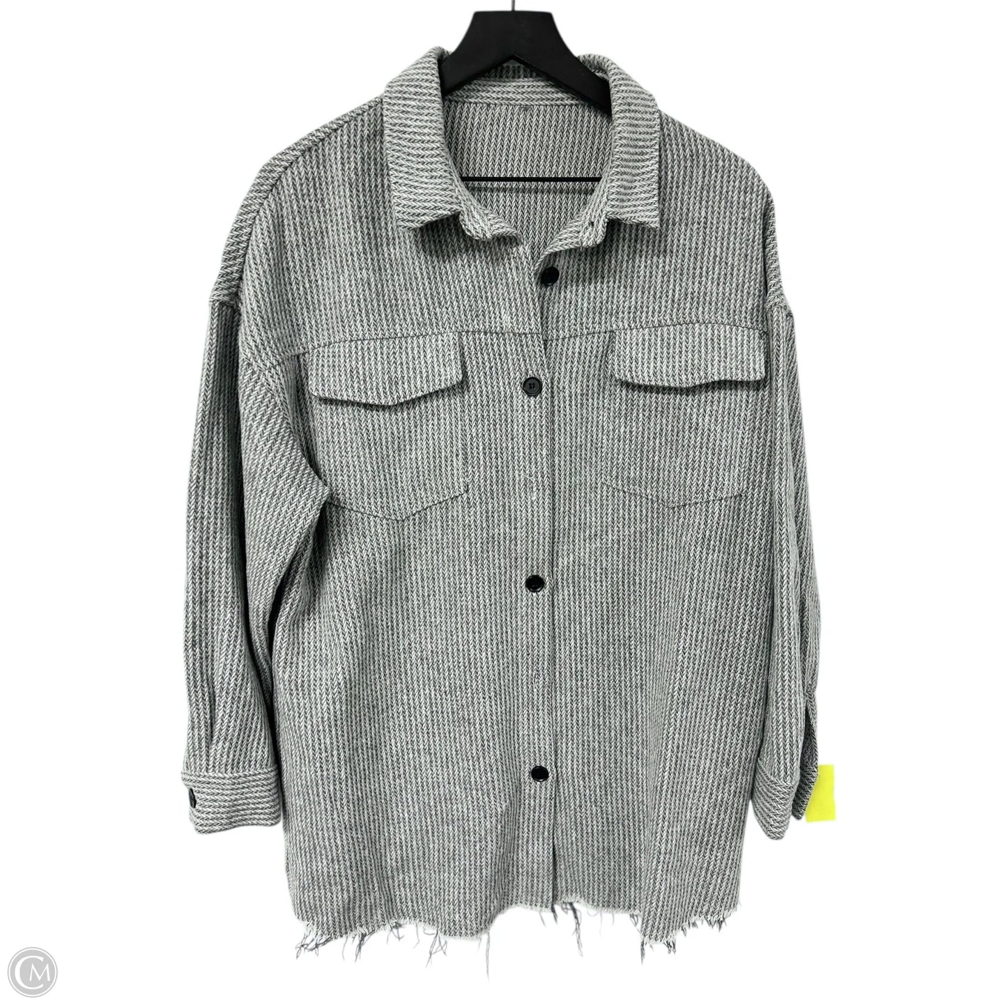 Jacket Shirt By Clothes Mentor In Grey, Size: L