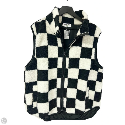 Vest Faux Fur & Sherpa By Double Zero In Black & White, Size: L