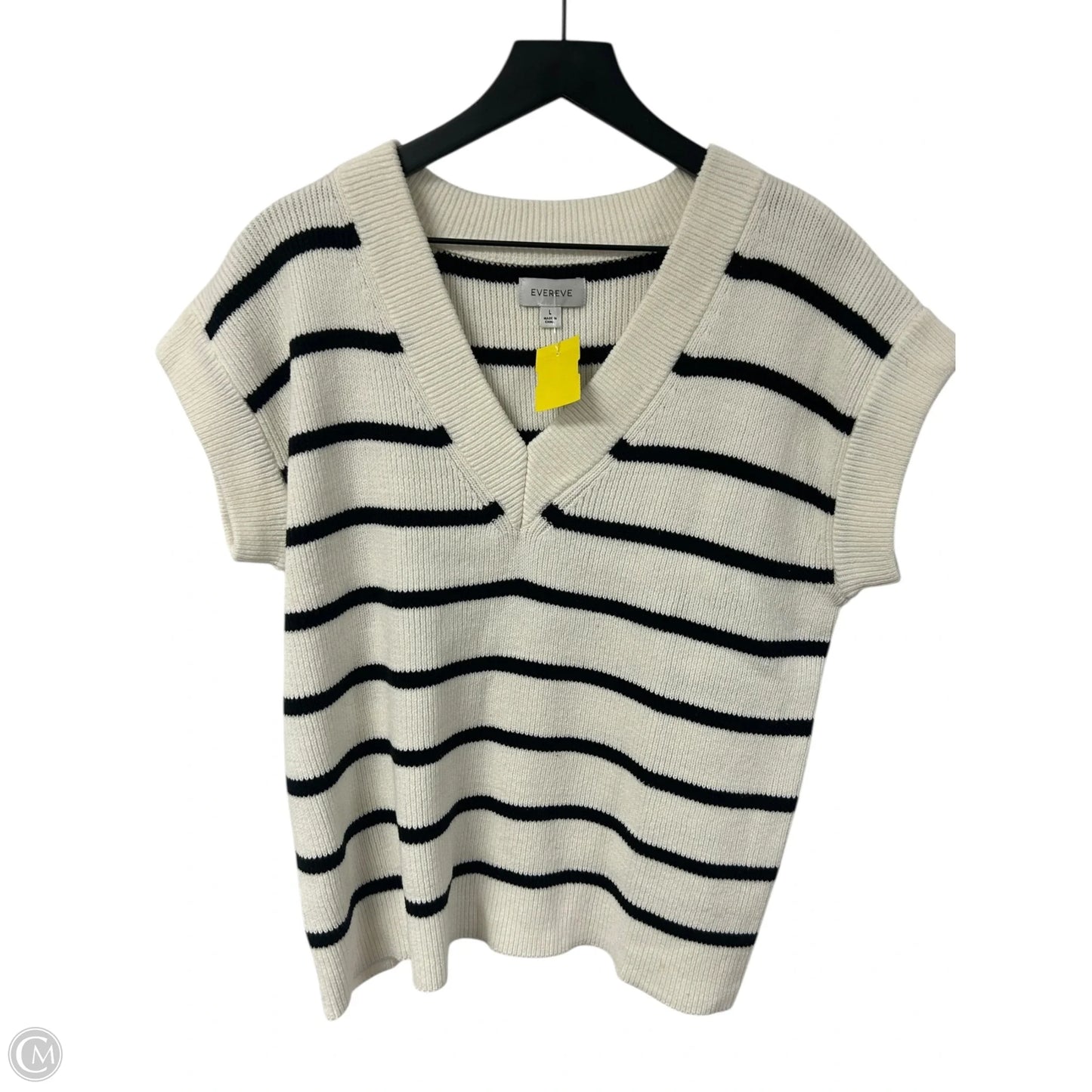 Vest Sweater By Evereve In Striped Pattern, Size: L