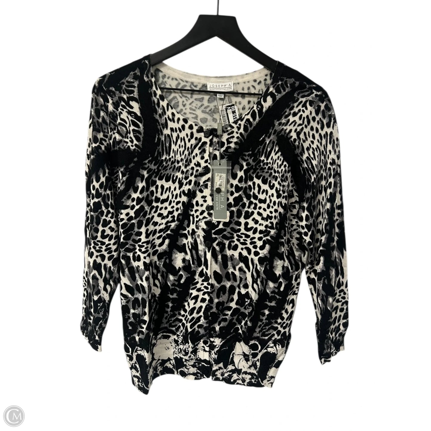 Cardigan By Joseph A. In Black & Grey, Size: M