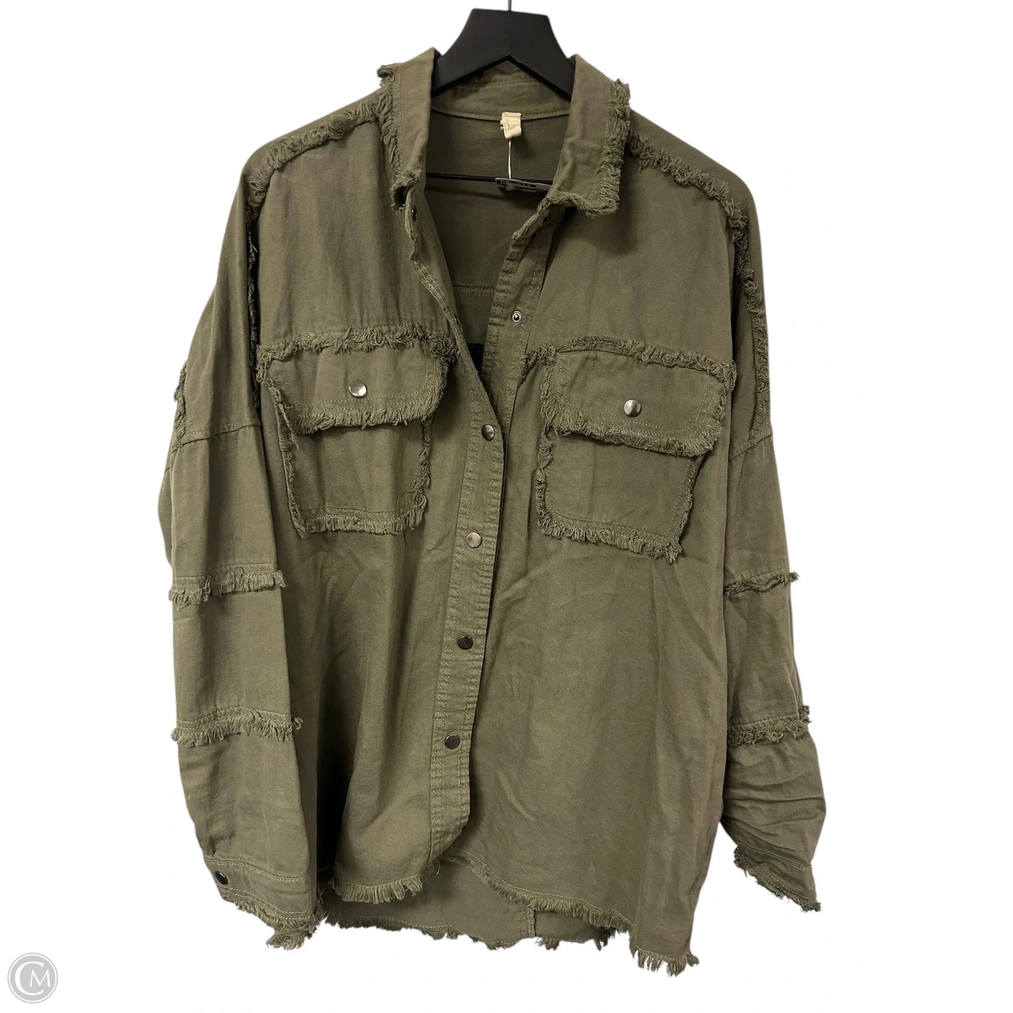 Jacket Shirt By Elan In Green, Size: M