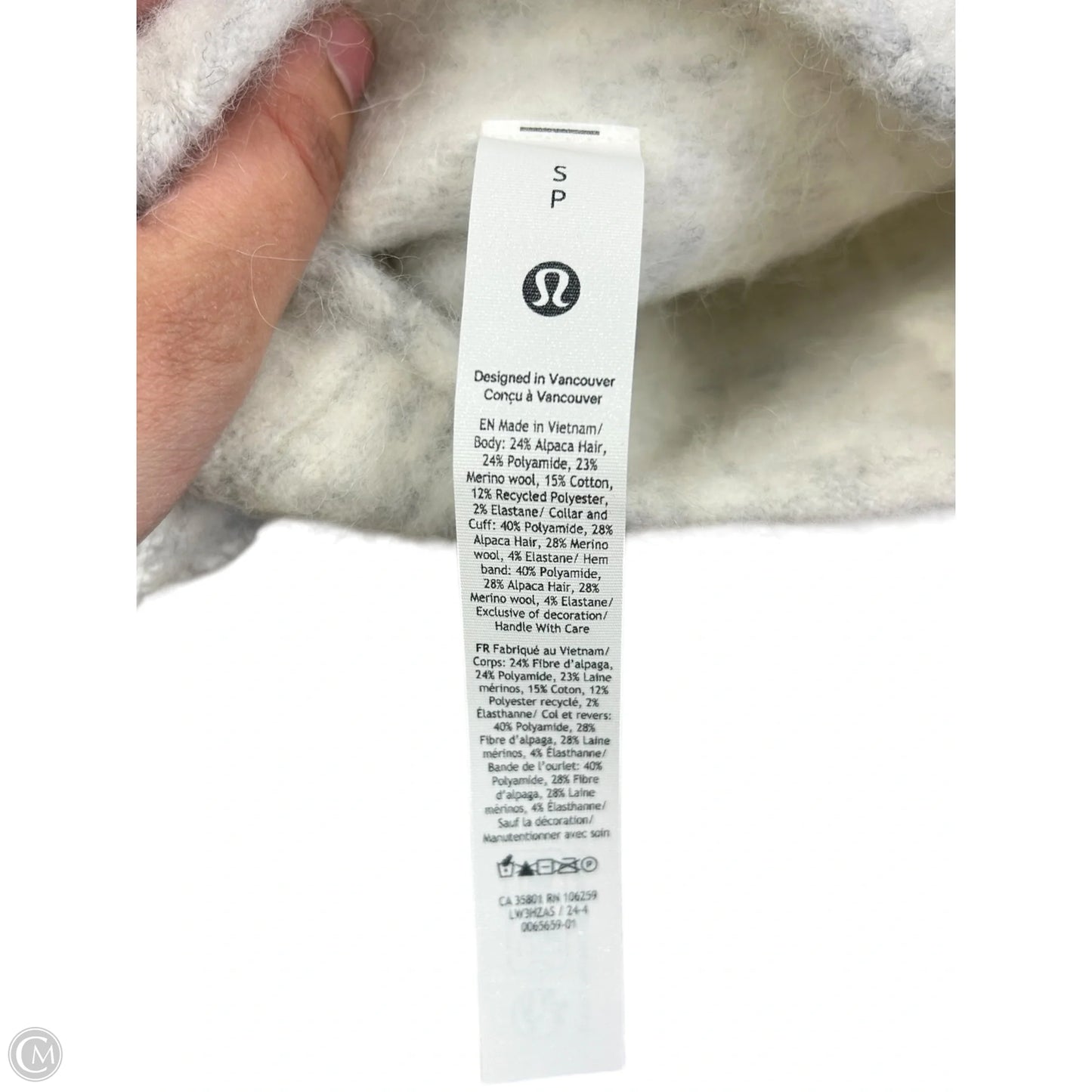 Sweater By Lululemon In Grey & White, Size: S