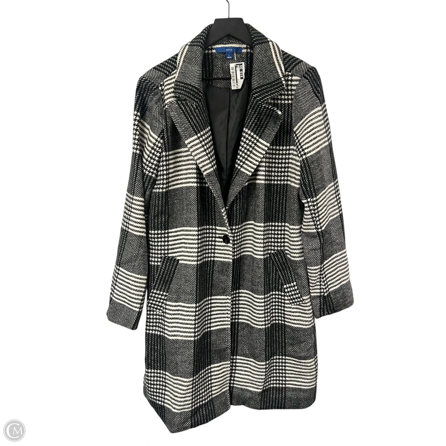 Coat Peacoat By Apt 9 In Black & White, Size: L