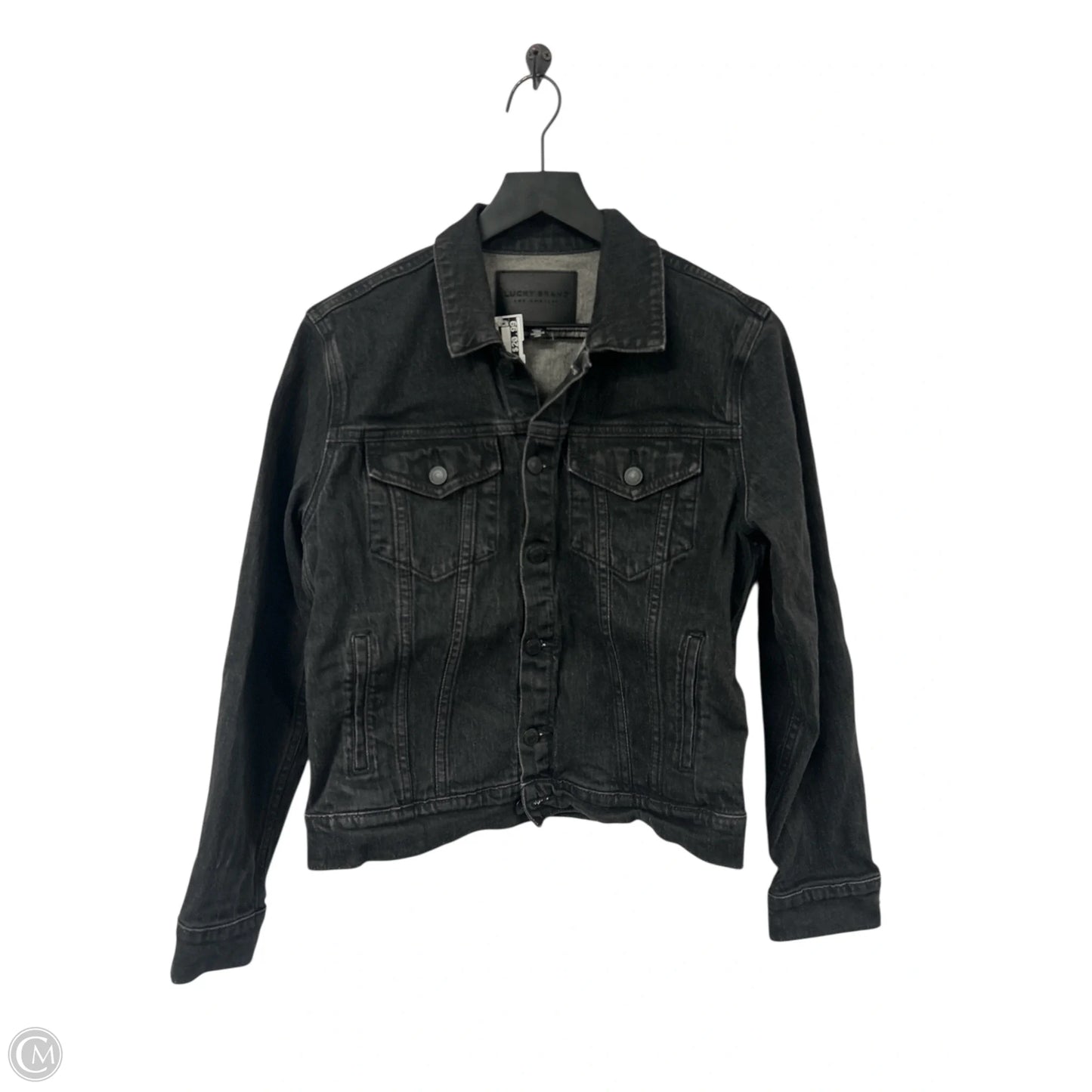 Jacket Denim By Lucky Brand In Black Denim, Size: M
