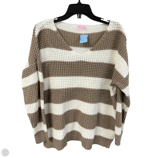 Sweater By Pink Lily In Tan & White, Size: S