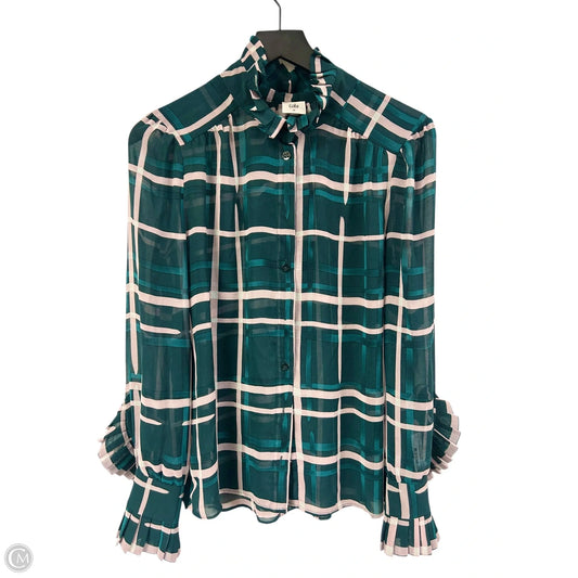 Top Long Sleeve By Cabi In Green & Pink, Size: M