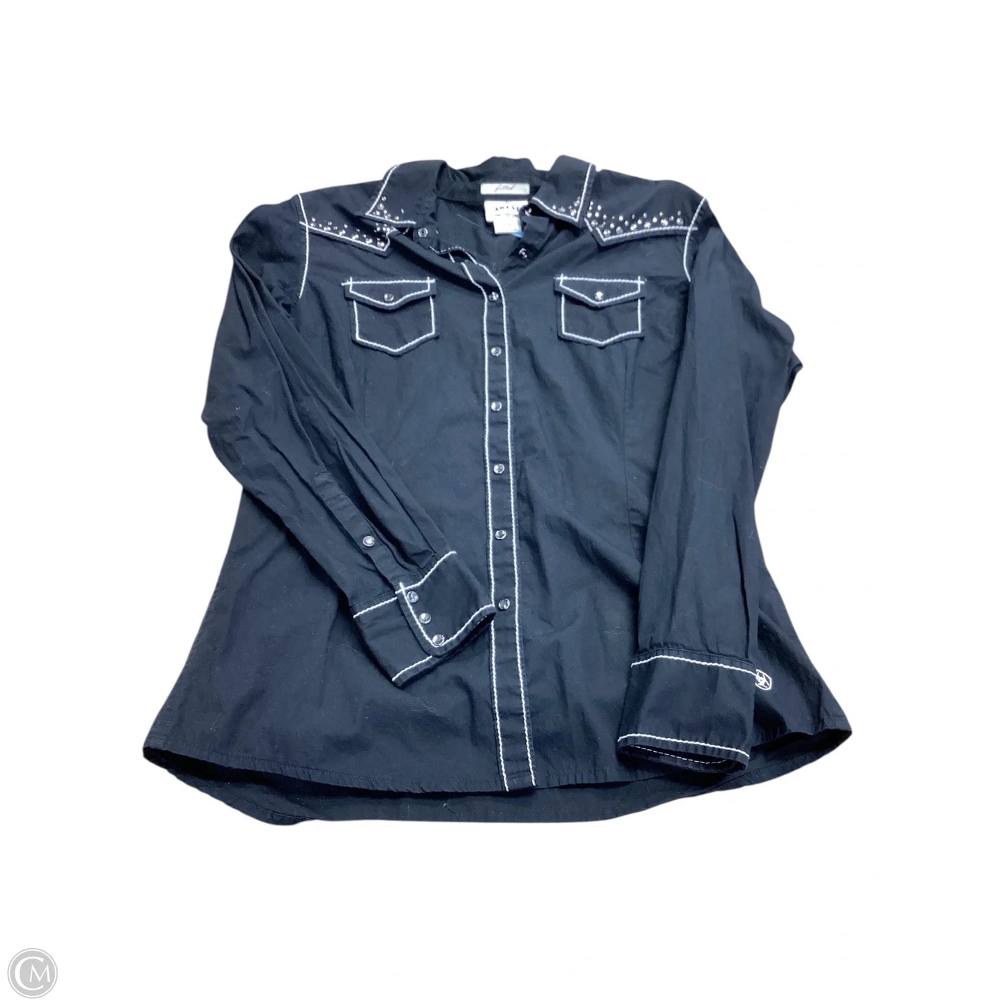 Blouse Long Sleeve By Ariat In Black, Size: L