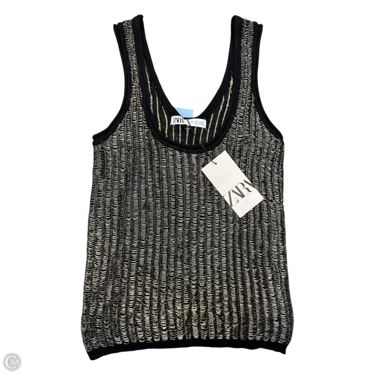 Top Sleeveless By Zara In Gold, Size: M