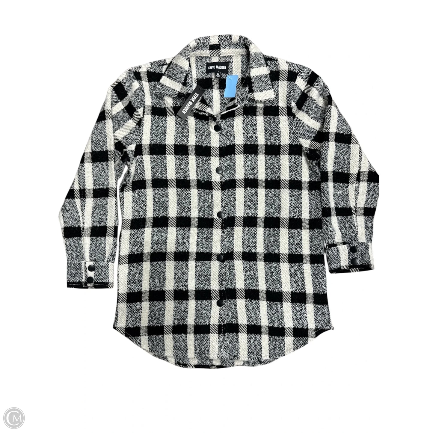 Jacket Shirt By Steve Madden In Plaid Pattern, Size: M