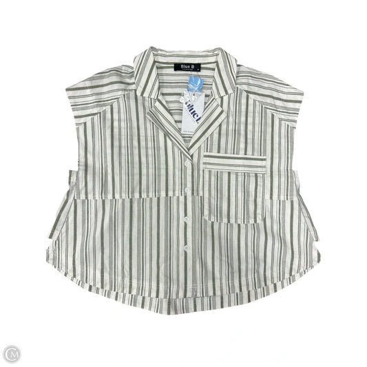 Blouse Short Sleeve By Blue B In Green & White, Size: M