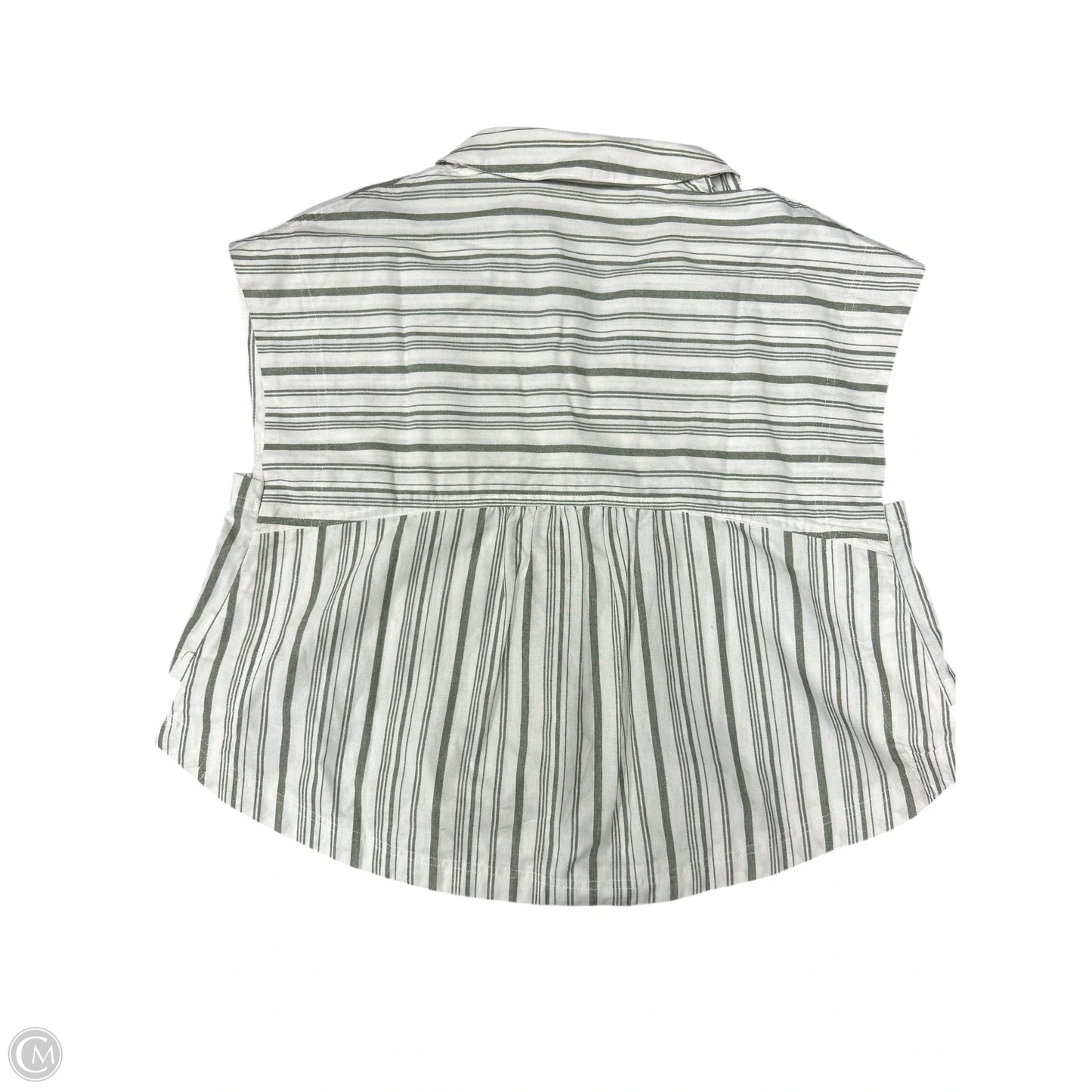 Blouse Short Sleeve By Blue B In Green & White, Size: M