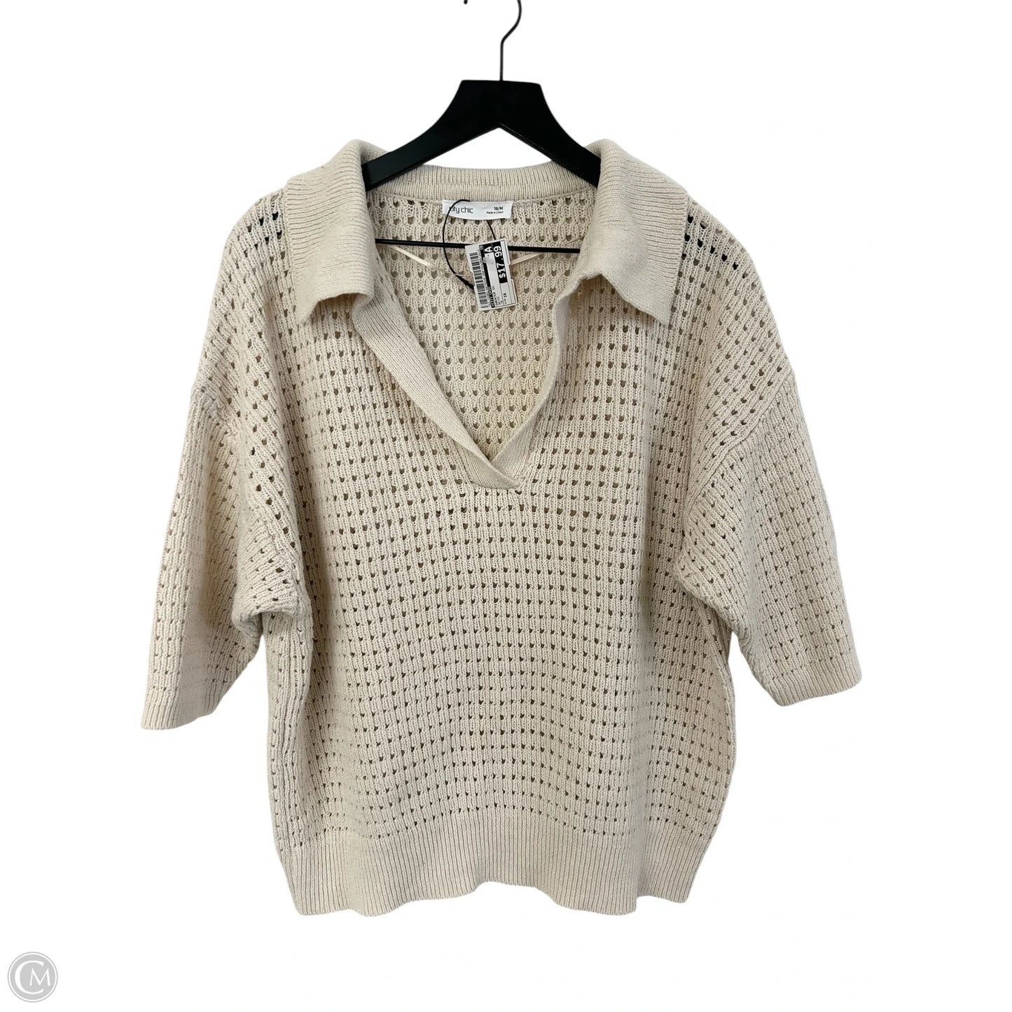 Sweater Short Sleeve By City Chic In Beige, Size: 18