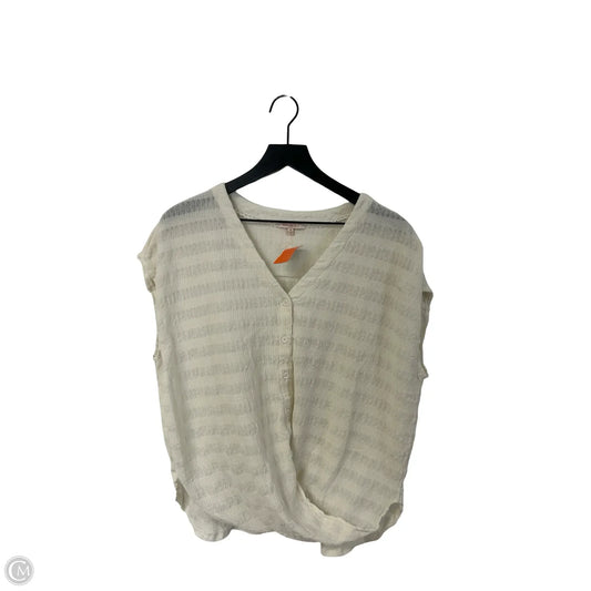 Blouse Short Sleeve By Skies Are Blue In White, Size: M