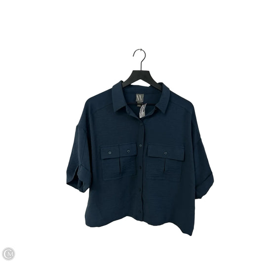 Blouse Short Sleeve By Worthington In Blue, Size: L