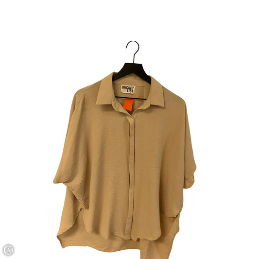 Blouse Short Sleeve By Bucketlist In Tan, Size: M