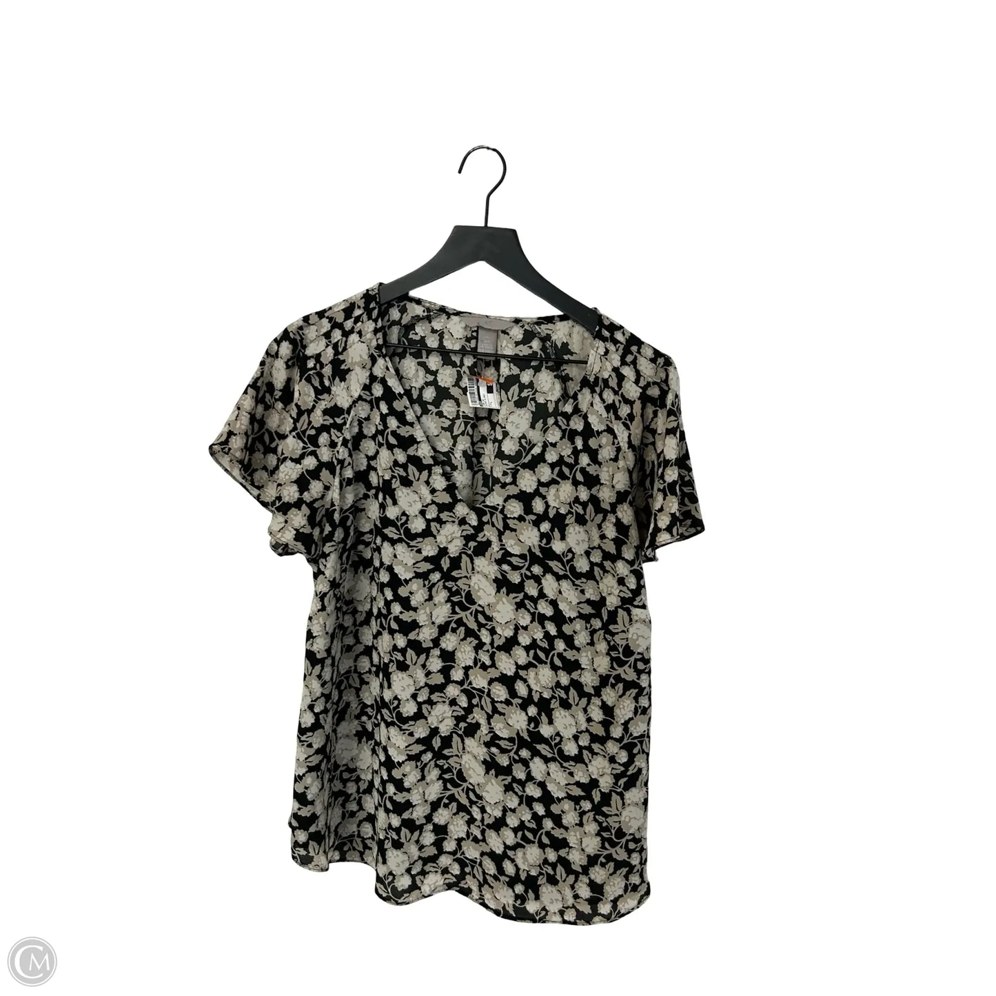 Top Short Sleeve By H&m In Black & Grey, Size: L