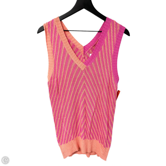 Vest Sweater By Clothes Mentor In Orange & Pink, Size: M