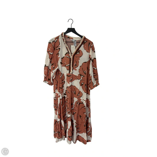Dress Casual Midi By Cmc In Pink & White, Size: L