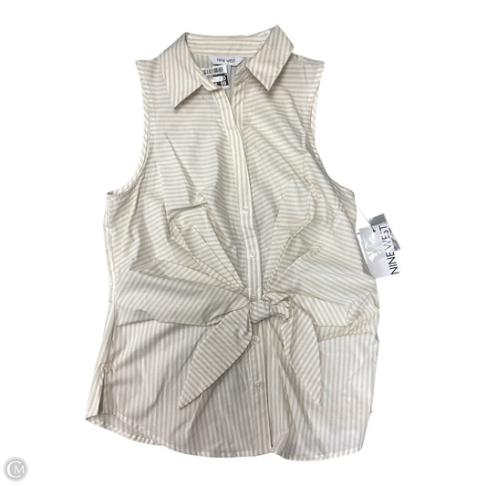 Blouse Sleeveless By Nine West Apparel In Tan & White