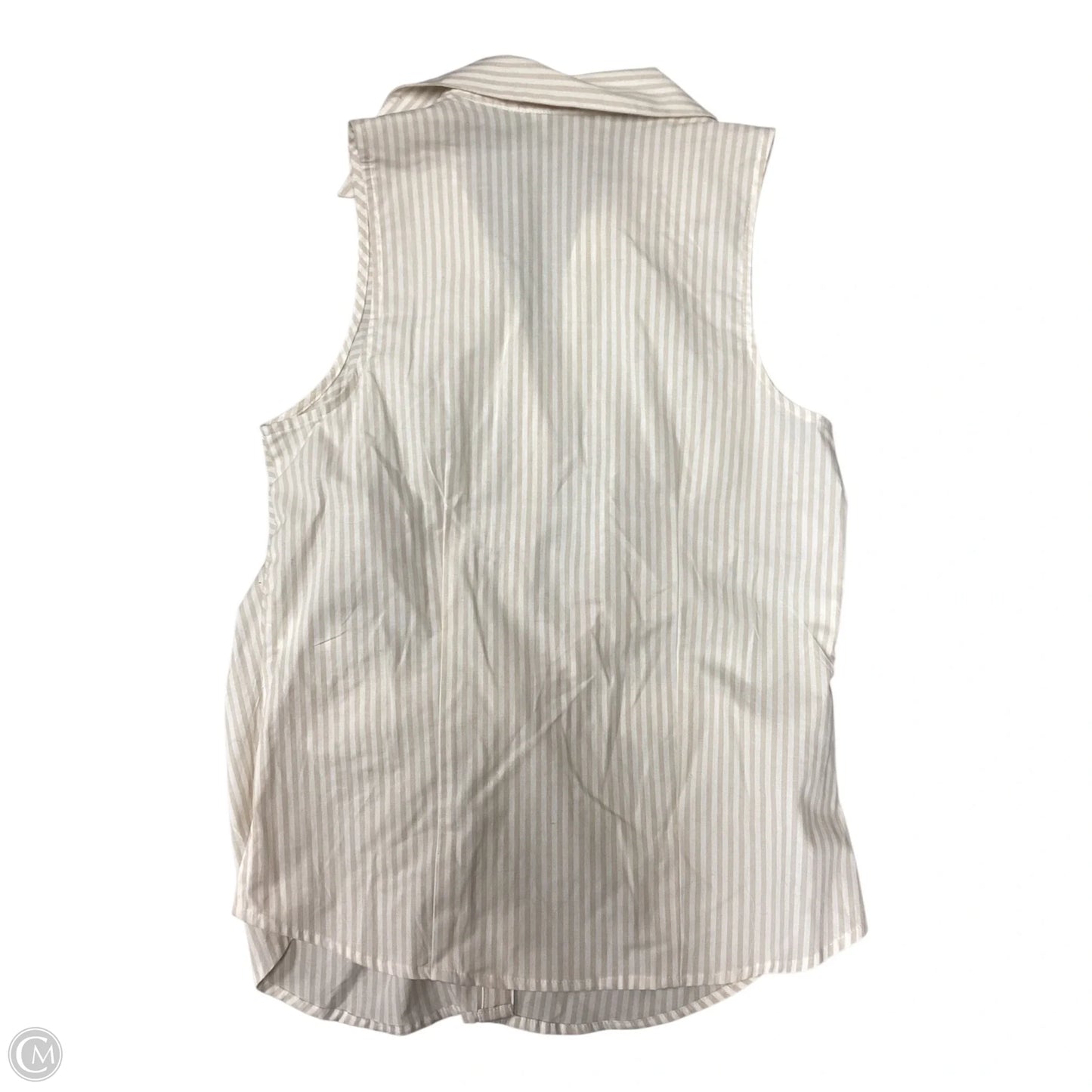 Blouse Sleeveless By Nine West Apparel In Tan & White