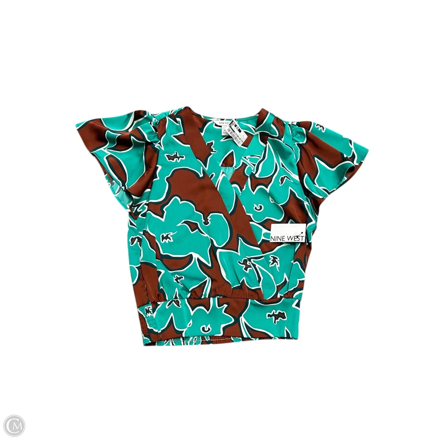 Top Short Sleeve By Nine West Apparel In Brown & Green, Size: Xs