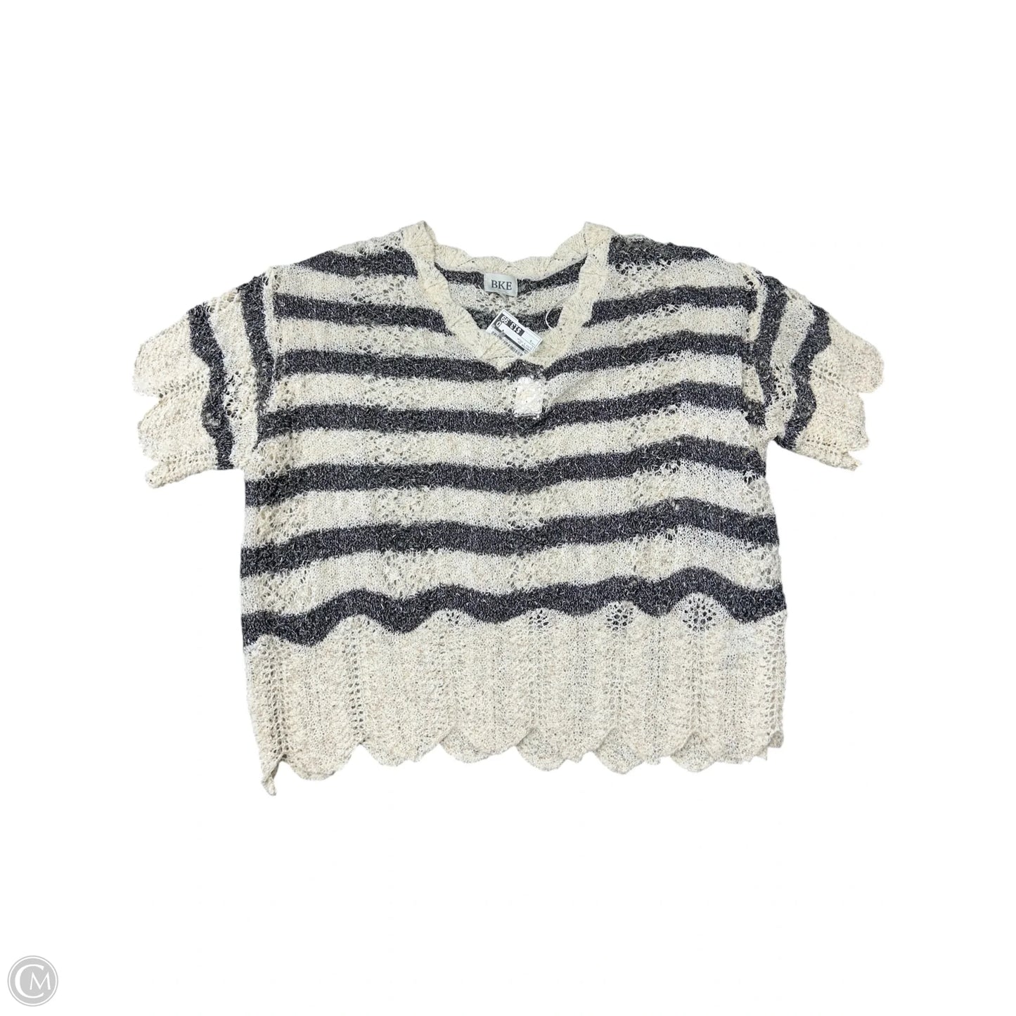 Sweater Short Sleeve By Bke In Black & Cream, Size: S