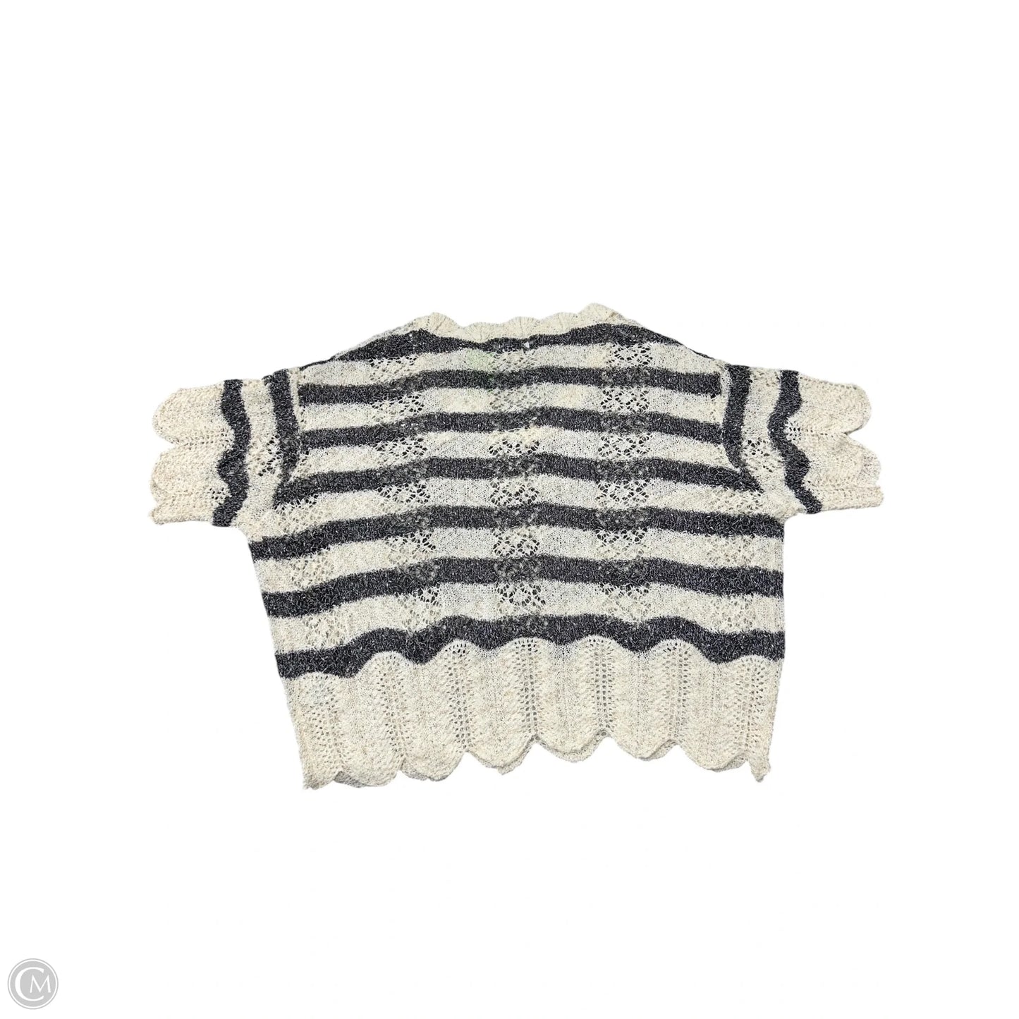 Sweater Short Sleeve By Bke In Black & Cream, Size: S