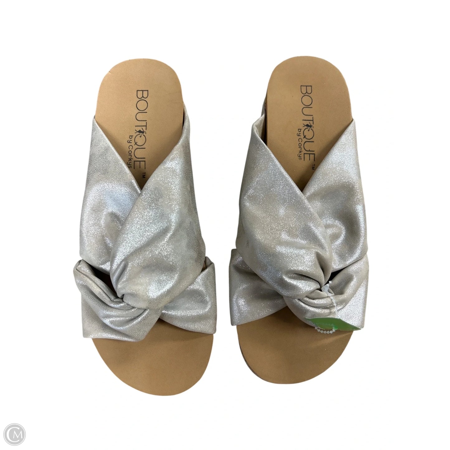Sandals Heels Wedge By Corkys In Silver, Size: 9