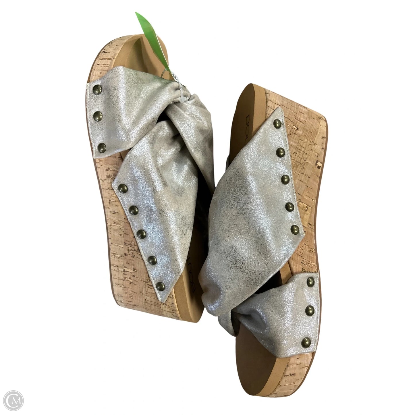 Sandals Heels Wedge By Corkys In Silver, Size: 9