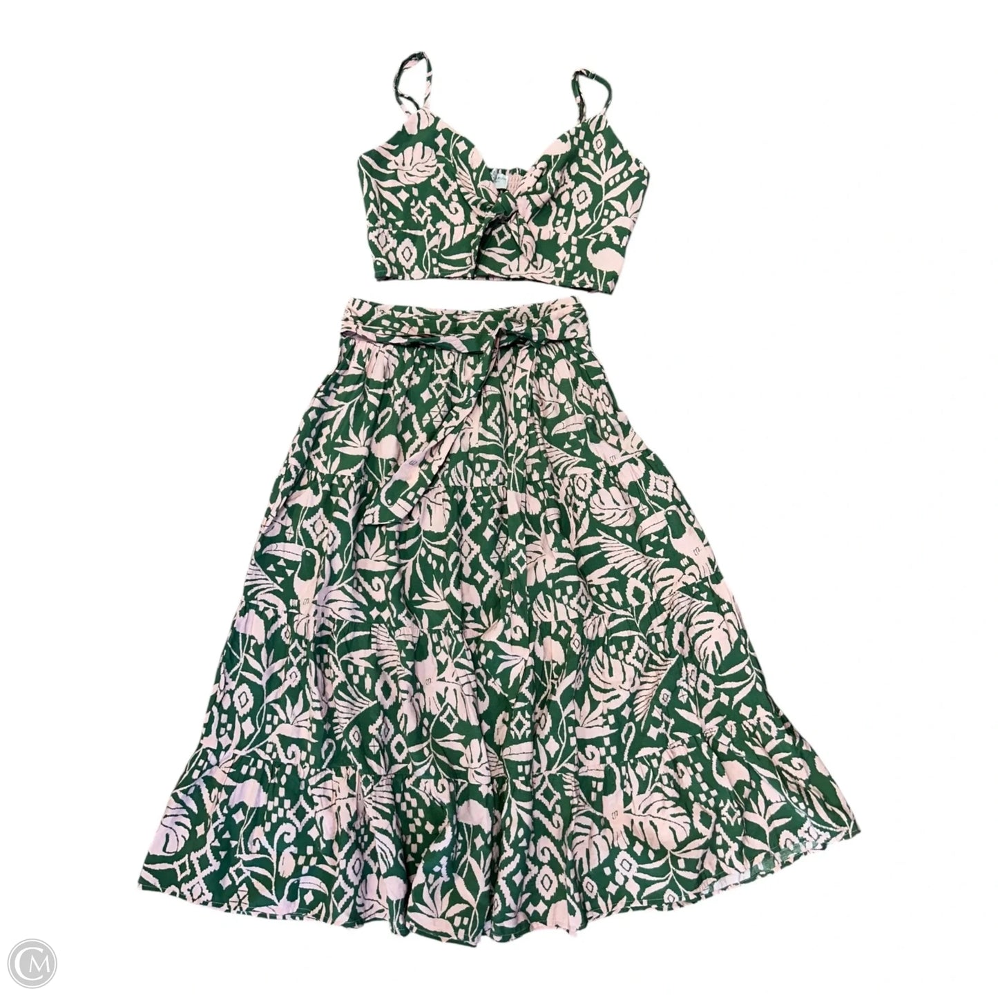 Skirt Set 2pc By Dress Forum In Green & Pink, Size: S