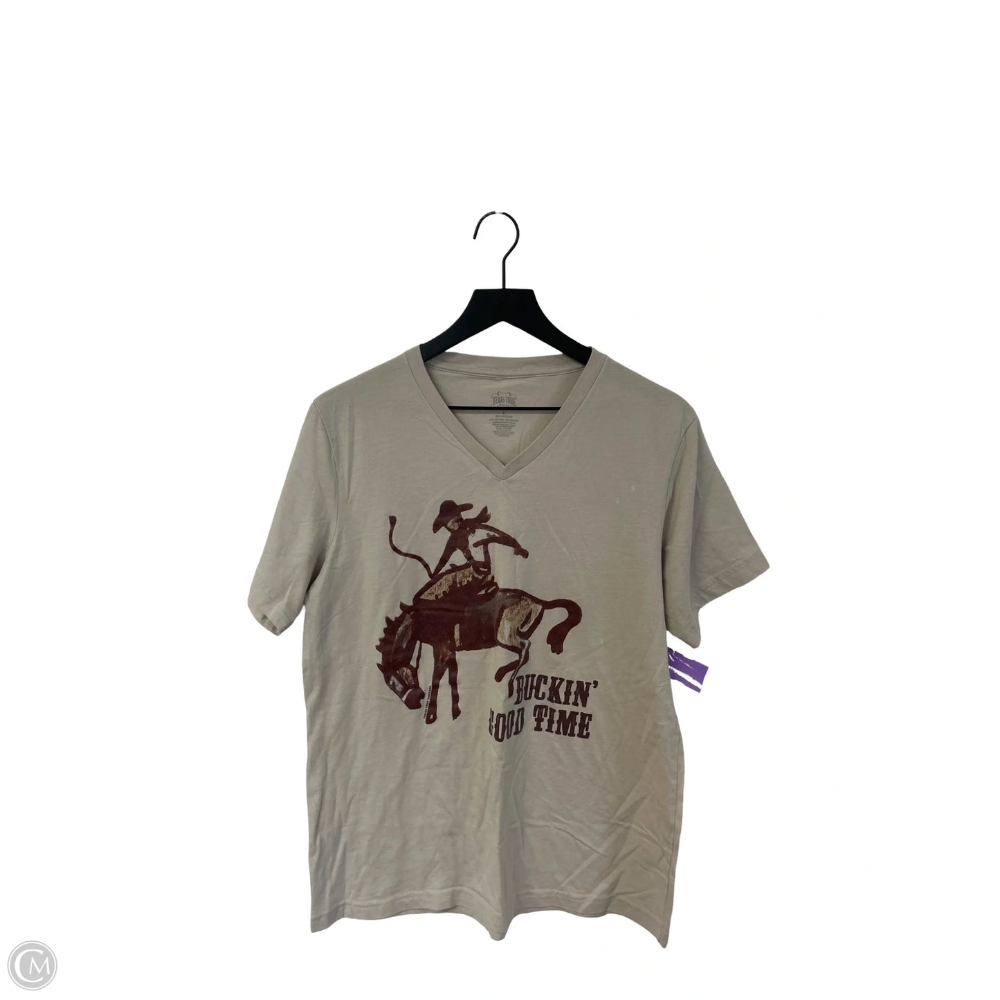 Top Short Sleeve By Texas True Threads In Tan, Size: L