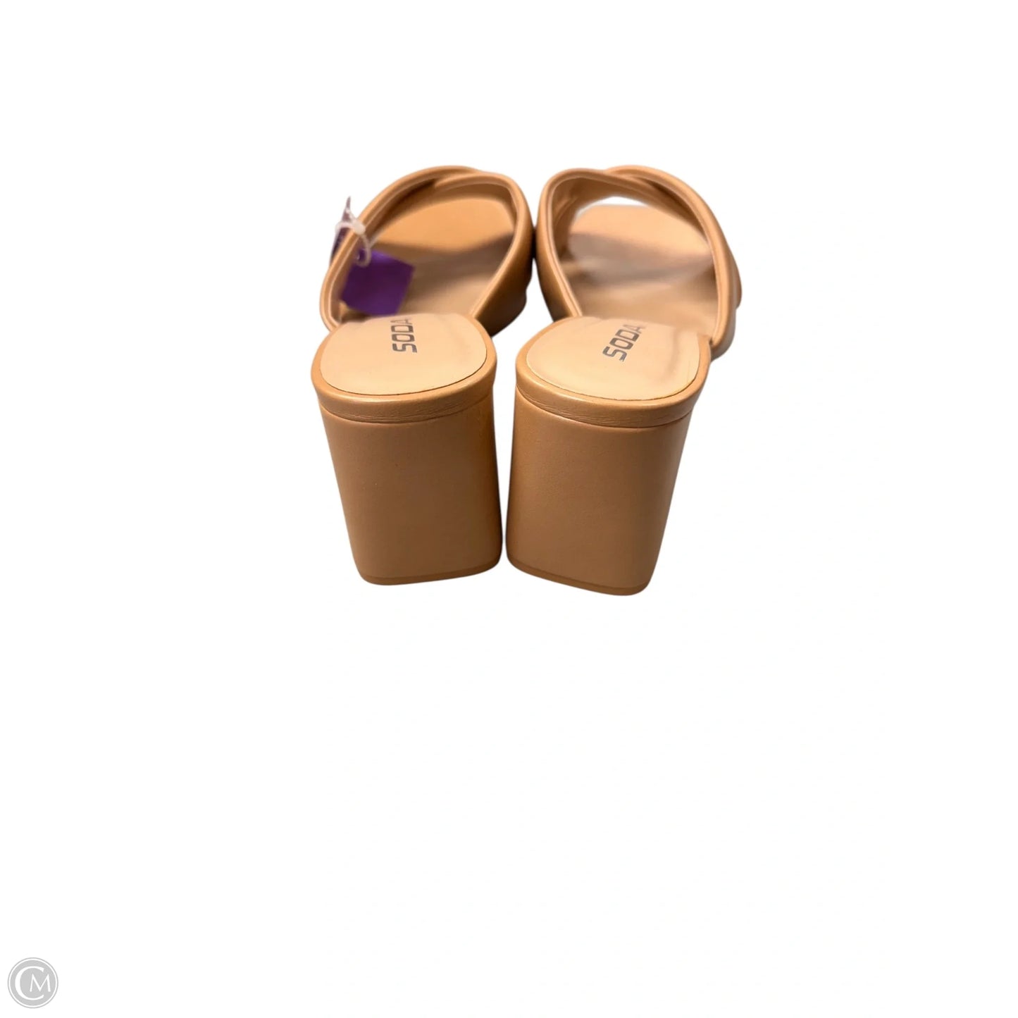 Sandals Heels Block By Soda In Tan, Size: 8.5
