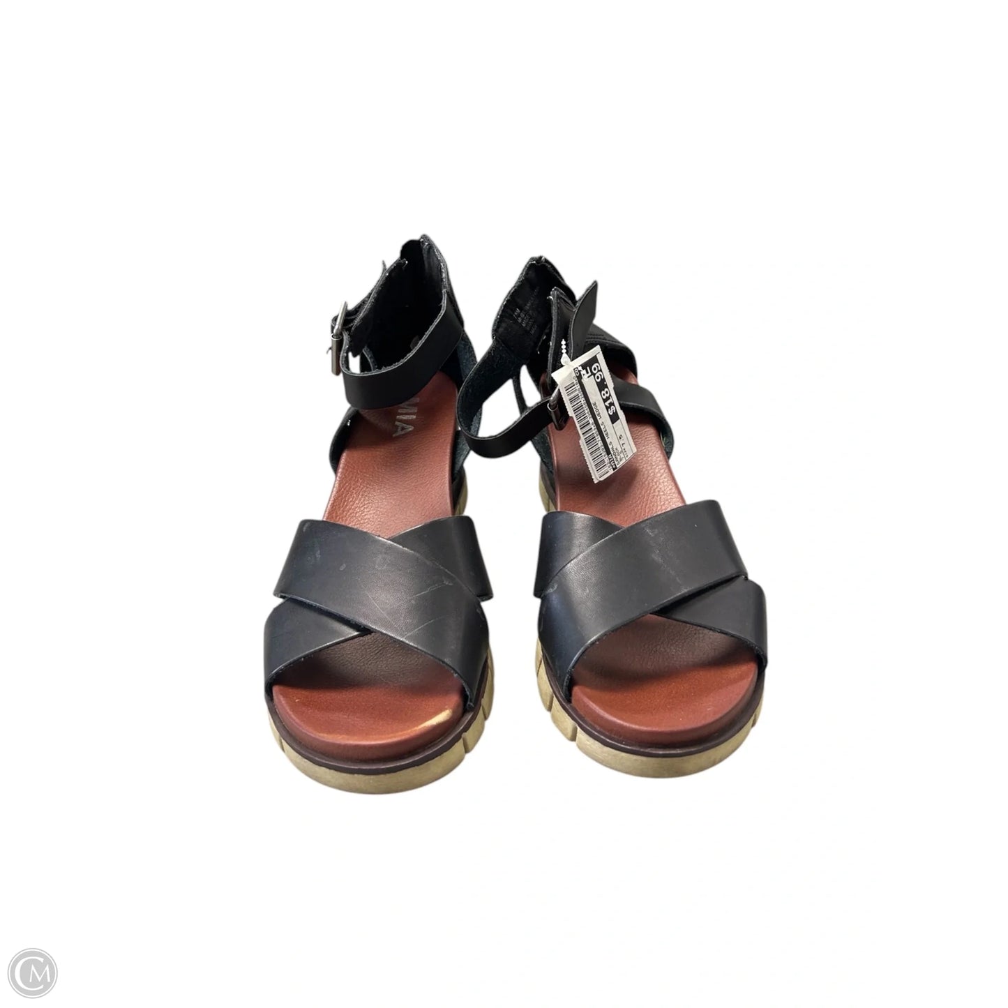 Sandals Heels Wedge By Mia In Black, Size: 7.5