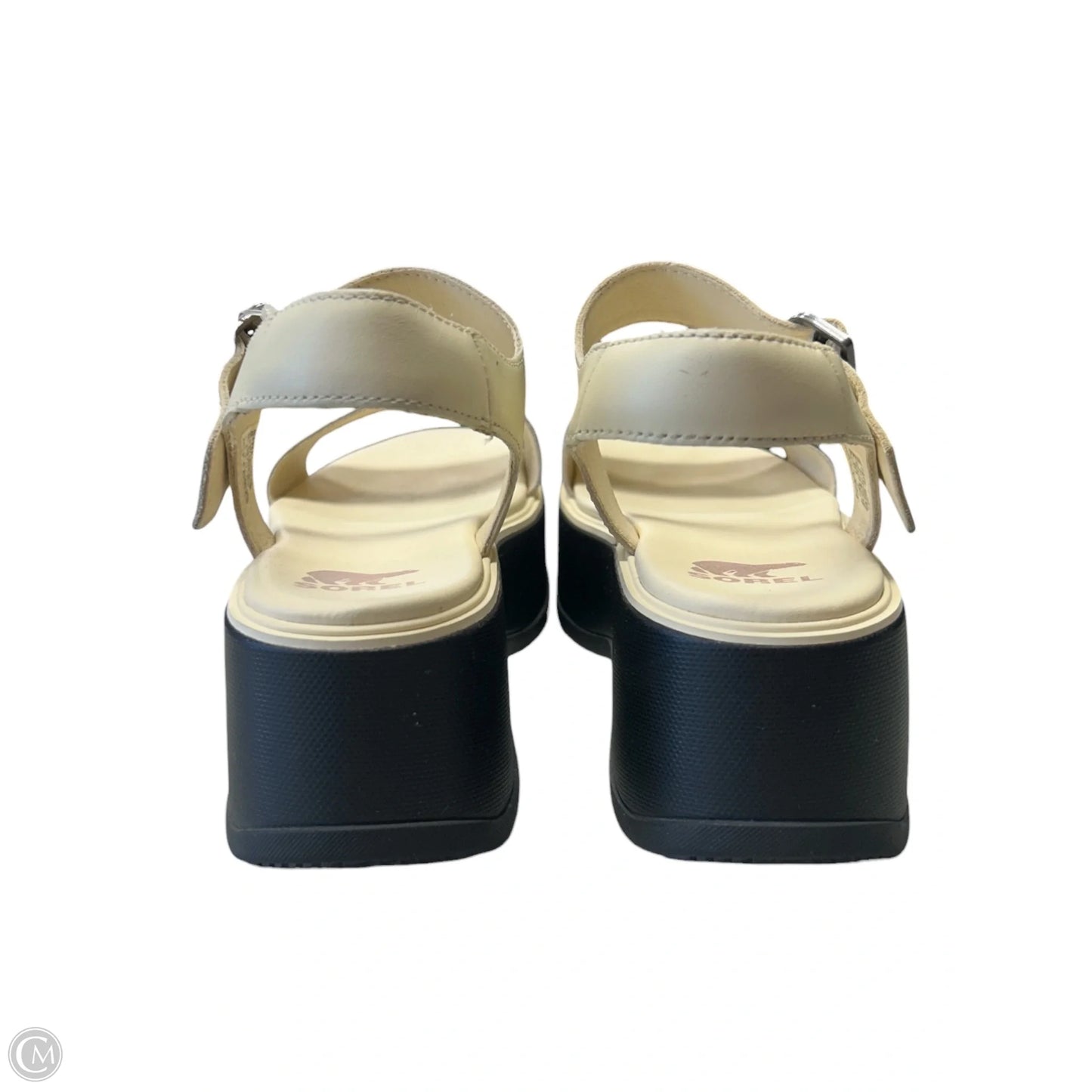 Sandals Heels Platform By Sorel In Black & Cream, Size: 8