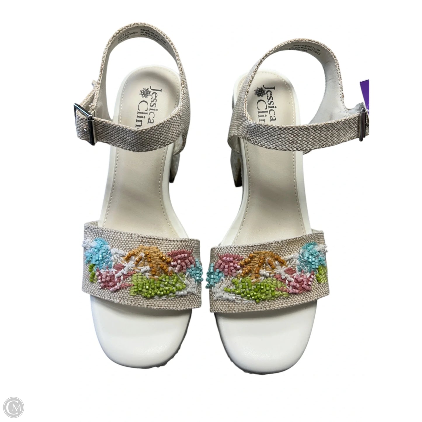 Sandals Heels Platform By Cmc In Tan & White, Size: 8.5