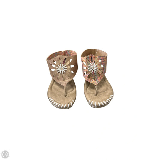 Sandals Heels Wedge By Clothes Mentor In Multi-colored, Size: 10