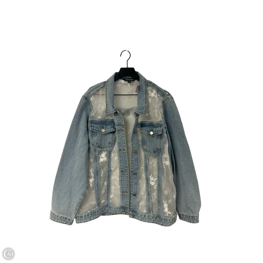 Jacket Denim By Davi & Dani In Blue & White, Size: 3x