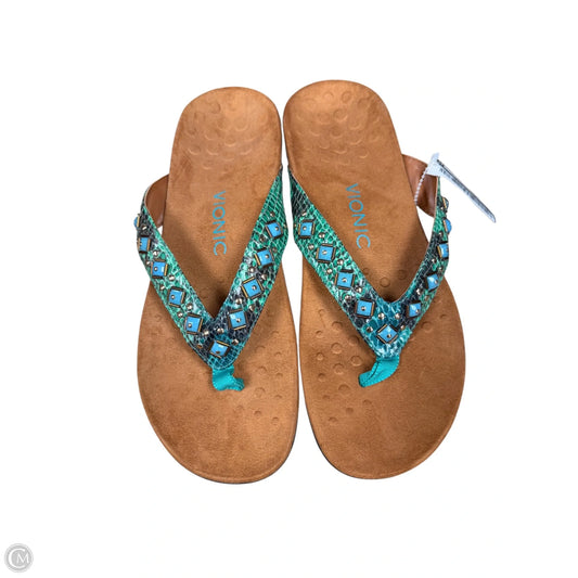 Sandals Flats By Vionic In Green, Size: 9