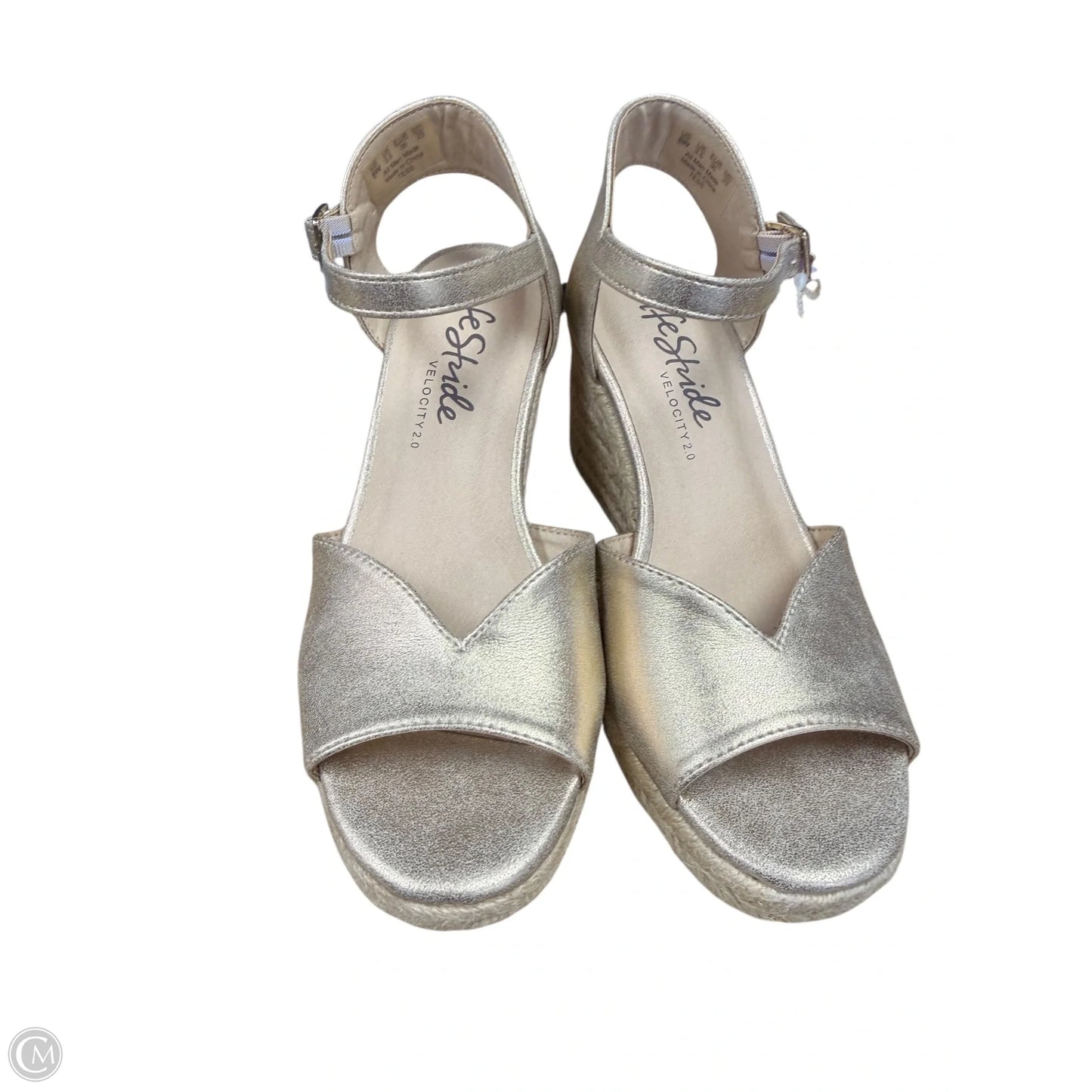 Sandals Heels Wedge By Life Stride In Gold, Size: 6