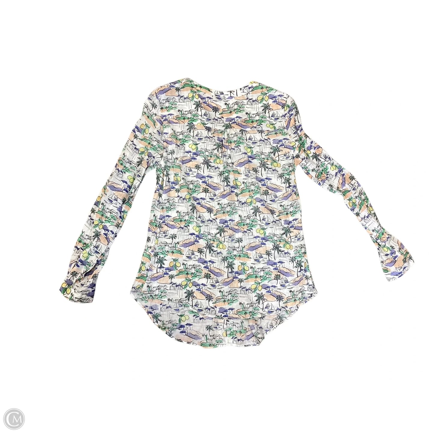 Blouse Long Sleeve By Zac And Rachel In Blue & White, Size: M
