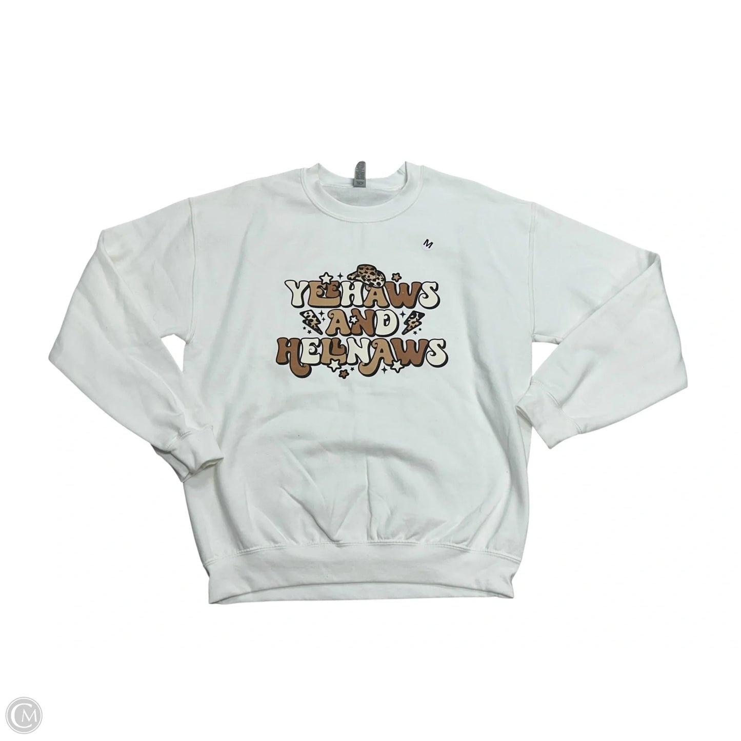 Sweatshirt Crewneck By Gildan In White, Size: M