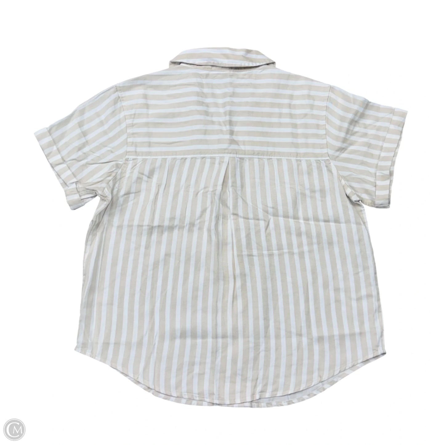 Blouse Short Sleeve By Members Mark In Tan & White, Size: S