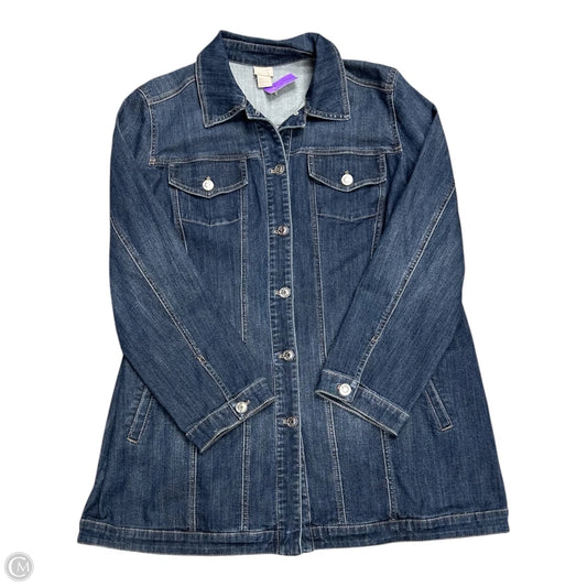 Jacket Denim By Chicos In Blue Denim, Size: Xl