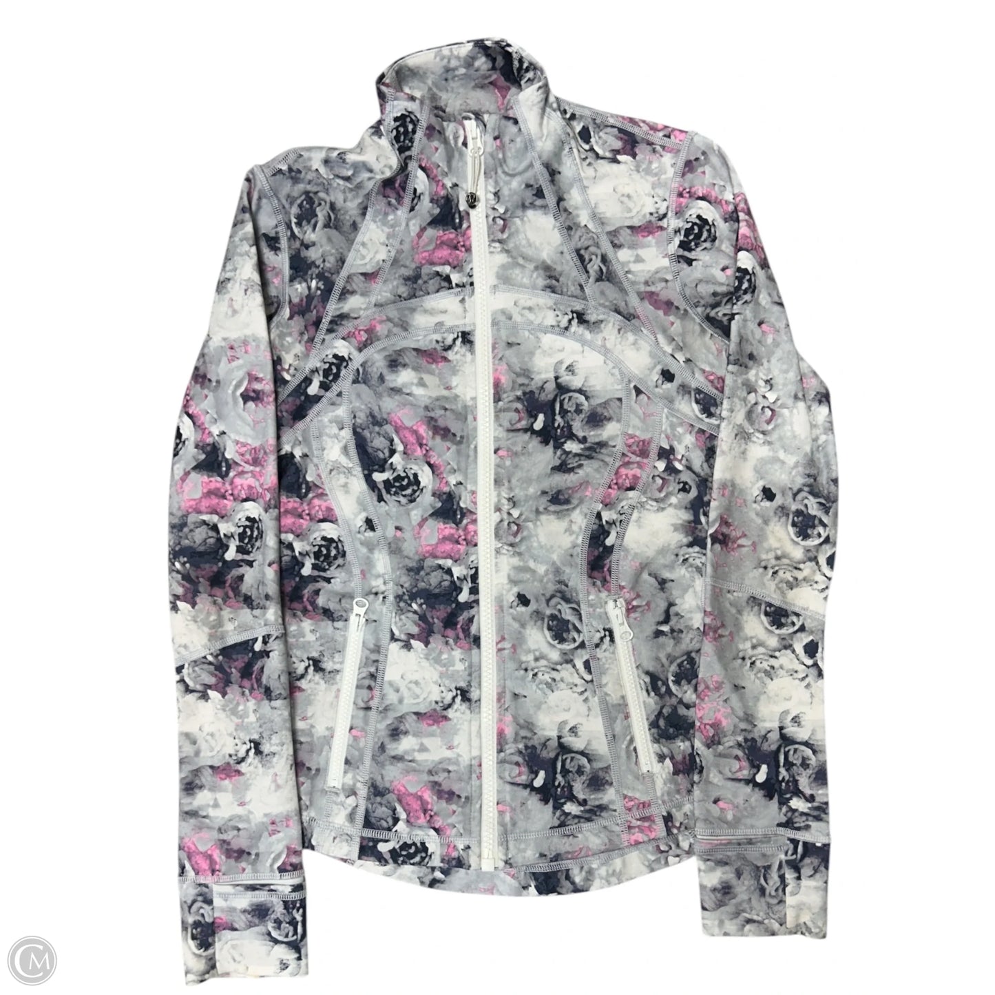 Athletic Top Long Sleeve Collar By Lululemon In Floral Print, Size: 6