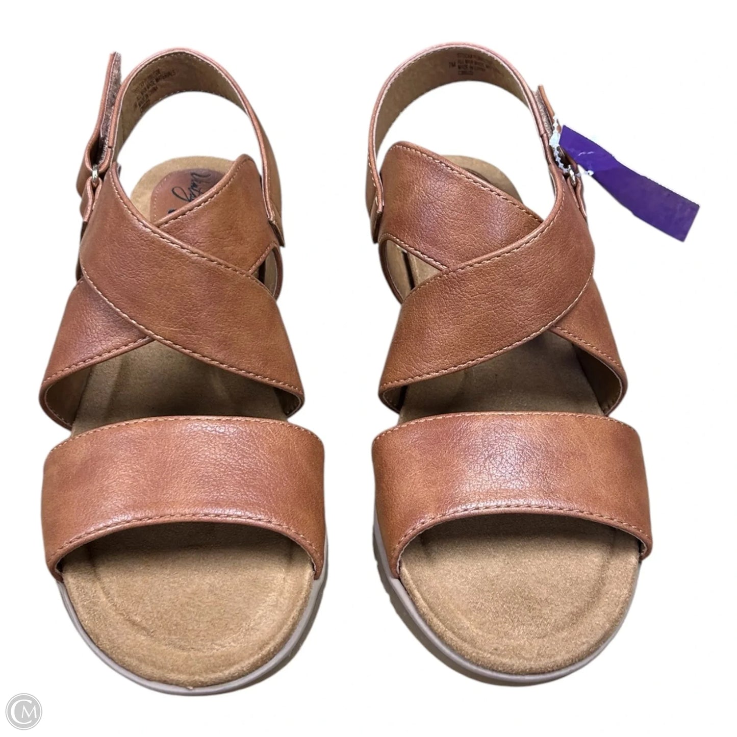 Sandals Heels Wedge By Clothes Mentor In Brown, Size: 7